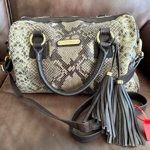 Cynthia Rowley Embossed Snake Boston Bag Fully Authenticated Gold Hardware EUC